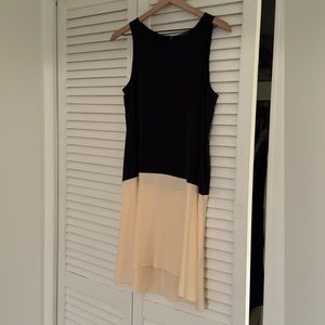 Silk shift dress | black & cream